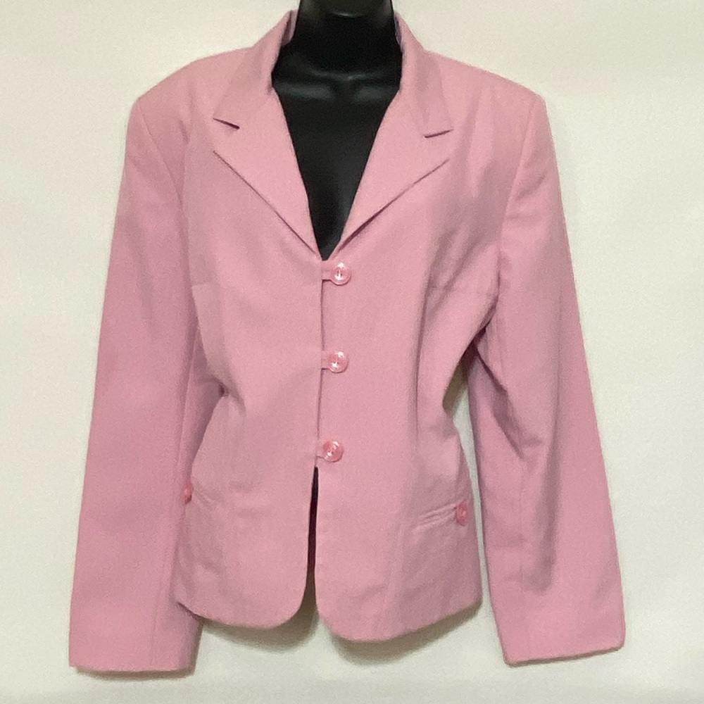 E-32 Sag Harbor PLUS SIZE 16 Pink Dotted Blazer Suit Jacket